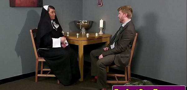  Celibate nun facialized after sinful blowjob